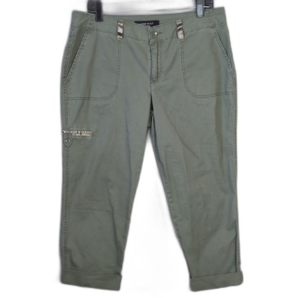 Nine West Jeans Green Cuffed Capris Women's 10